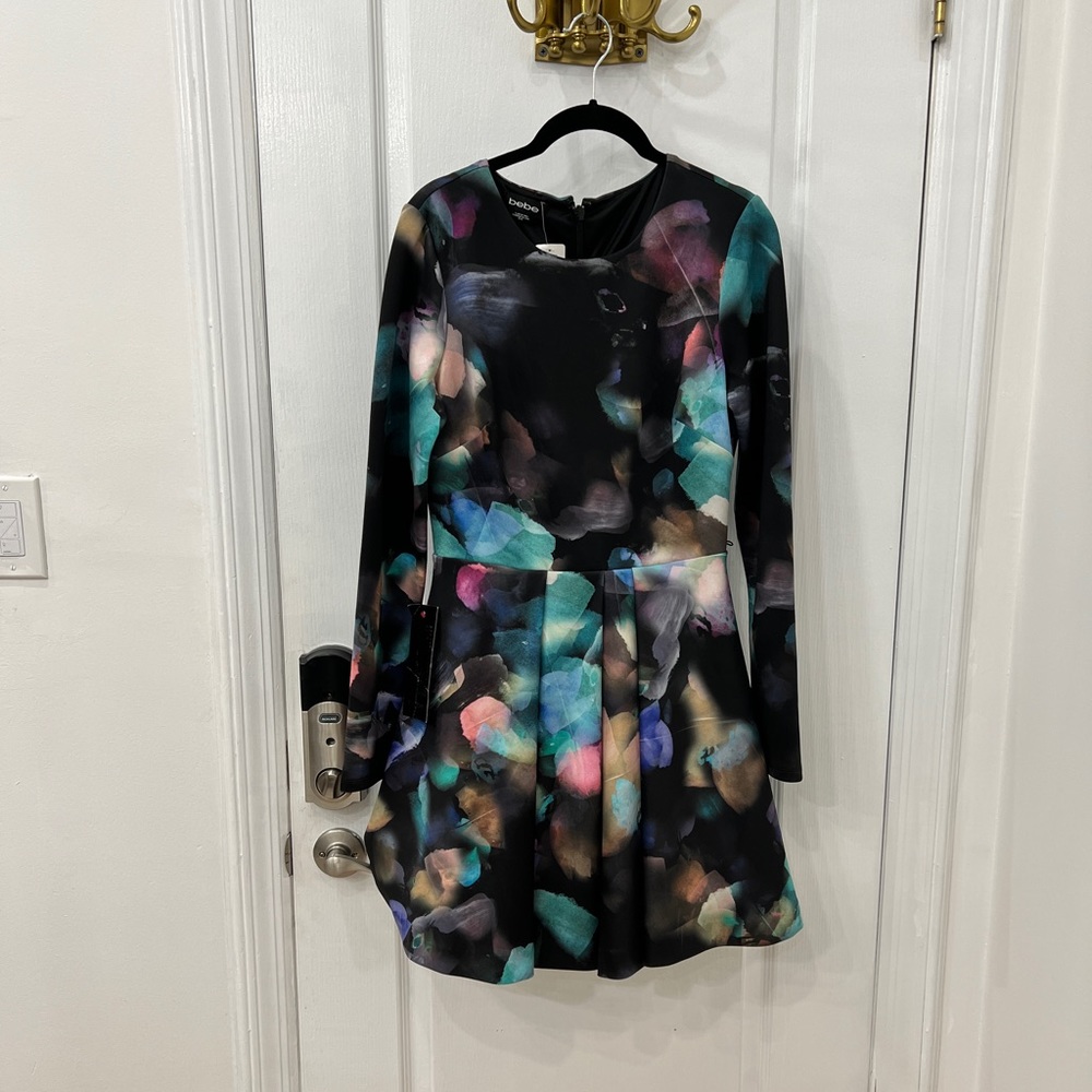 NEW Bebe Paint Splatter Skater Dress